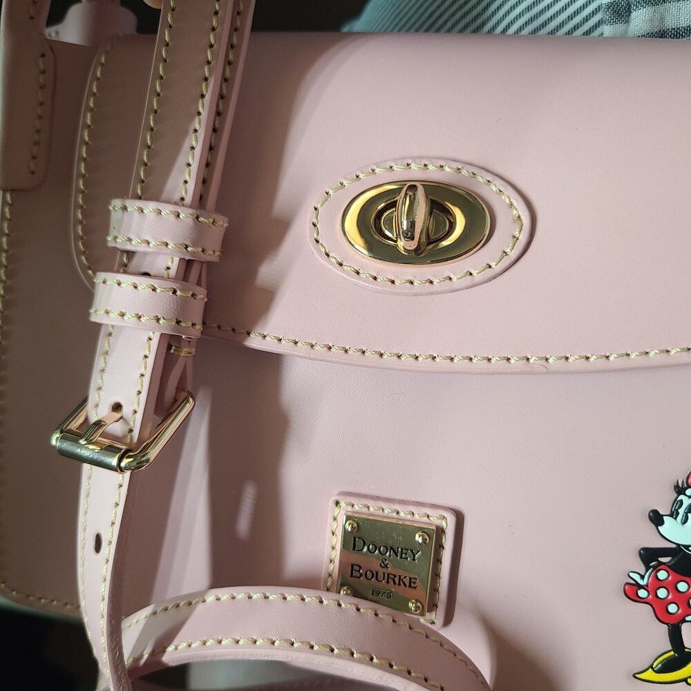 Disney Parks Dooney & Burke bag purse crossbody Pink Leather Minnie Mouse new - Picture 11 of 11